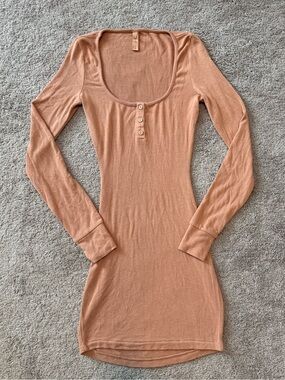 SKIMS Sleep Henley Dress Mini - XS